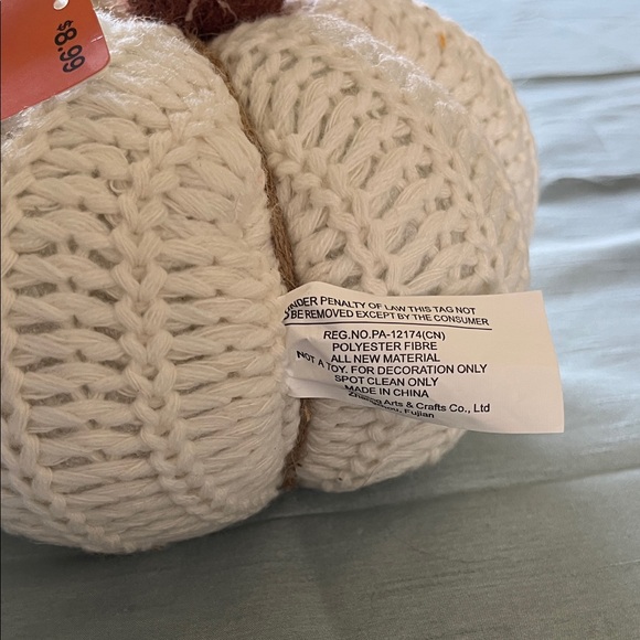 NWT Fall Fest Cream Fabric Pumpkin - Picture 5 of 7